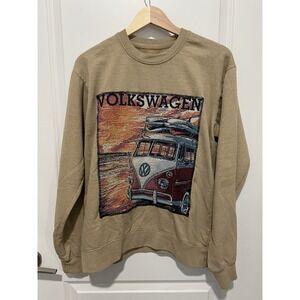 Volkswagen Officially Licensed Sweatshirt Taupe Medium Crewneck‎ Woven